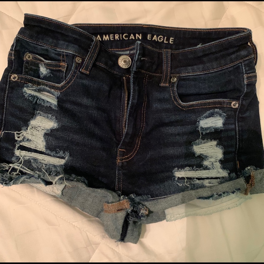 Dark Wash Distressed American Eagle Shorts
